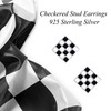 URONE Checkered Earrings 925 Sterling Silver Black and White Checkered