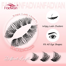 Volume Fluffy Lash Clusters DIY Kit - 8-16mm Waterproof Reusable Cluster Eyelash Extensions, Comfortable Thin Band for Beginners, No Tools Needed