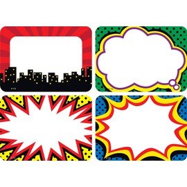 Teacher Created Resources Superhero Name Tags/Labels, Multi-Pack (5587), 3-1/2 x 2-1/2 in,Multicolor.