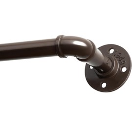 SOMINS 1 Inch Curtain Rods for Windows 66 to 120, Outdoor Industrial Adjustable Blackout Curtain Rod, Indoor Heavy Duty Wrap Around Drapery Pole, Bronze, 66-120"