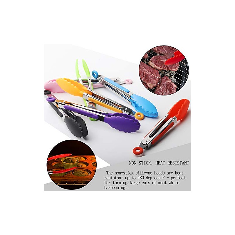 7-Pack Mini Kitchen Tongs Set - Versatile Stainless Steel Tongs