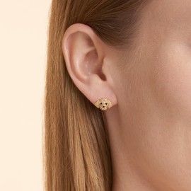 SCAMPER & CO .925 Sterling Silver 18K Gold Plated Labrador Stud Earrings for Women with Cubic Zirconia & Genuine Black Spinel Stones - Hypoallergenic & Nickel-Free Dog Breed Jewelry for Her