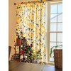 DaDa Bedding Botanical Floral Window Curtain Panels - Natural Semi