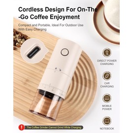 Portable Conical Burr Coffee Grinder, Small Cordless Electric Bur Grinder, 38 Adjustable Grind Settings, Rechargeable Coffee Bean Mill for Espresso, Cold Brew, Pour Over, French Press