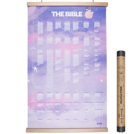 BLIEVE - Books Of The Bible Poster Canvas With Magnetic Poster Hanger, Bible Reading Tracker Year In The Bible, Biblical Planner Chart and Timeline Bible Study Supplies, Christian Gifts (Heavens Touch, 26" x 17", Poster + Hanger)