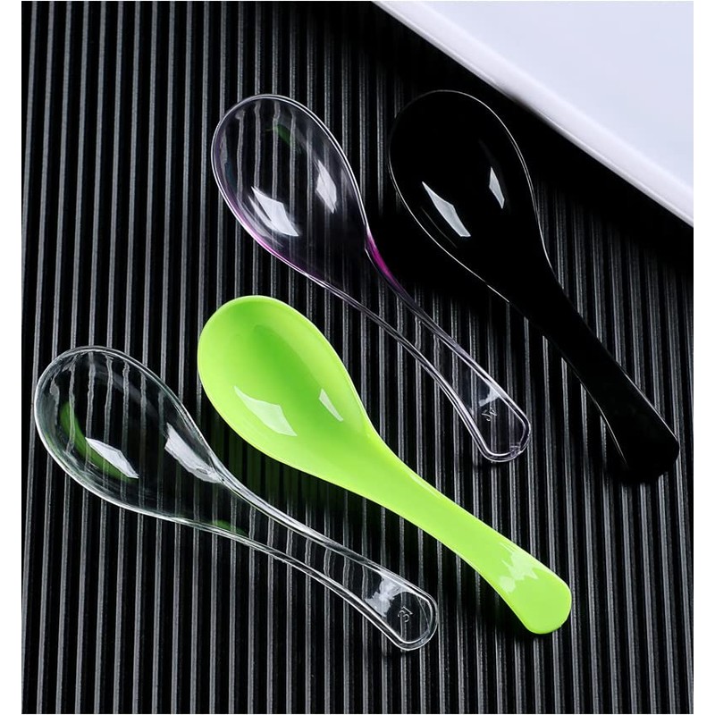 50 PCS Disposable Clear Plastic Asian Soup Spoons - Tasting