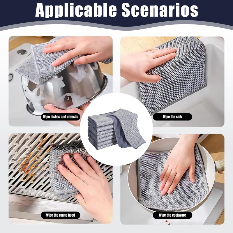 DmDoyy Microfibre Cloths Microfibre Cleaning Cloths with Poly Mesh Scouring