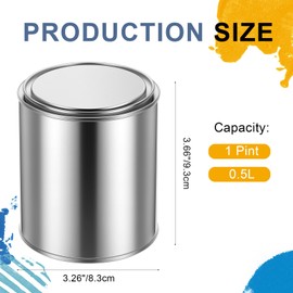 JZTKQTM 30 Pcs 1 Pint Empty Paint Cans with Lids, 3.3 x 3.7 Inch Paint Storage Containers with Lids, Small Bucket with Lid Multipurpose for Painting, Arts, Crafts, DIY Decor, Supply Storage (Silver)