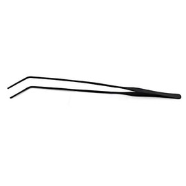 Aquarium Tweezers Stainless Steel Curved Tweezer with Carbonation Protection Coating Against Rust Long Aquarium Tools for Aquatic Tank Plants Reptiles Spider Snakes Lizards, 15 inch, Black