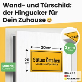 DankeDir! Silent Village Sign 30 x 20 cm – Door Sign Men's Wall Guest Toilet Funny Decorative Guest Toilet Sign Toilet Sign for Hanging Funny Toilet Sign
