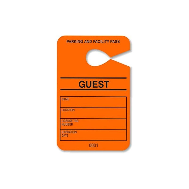 Astro Bright Orange Parking Permit - Guest Pass - Numbered