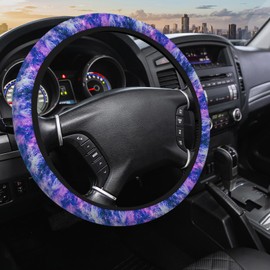 SISROW Blue Purple Galaxy Steering Wheel Covers Night Sky Stars Universe Cosmic 15 Inch Universal Steering Wheel Covers Elastic Stretch Steering Wheel Cover Car Accessories
