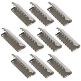 AERZETIX - Set of 10 - End pieces with crimp claw/crimp prong band ends - clasps/clip clips for handles, shoulder straps, belt straps - silver - made of metal, Silver 30x9mm