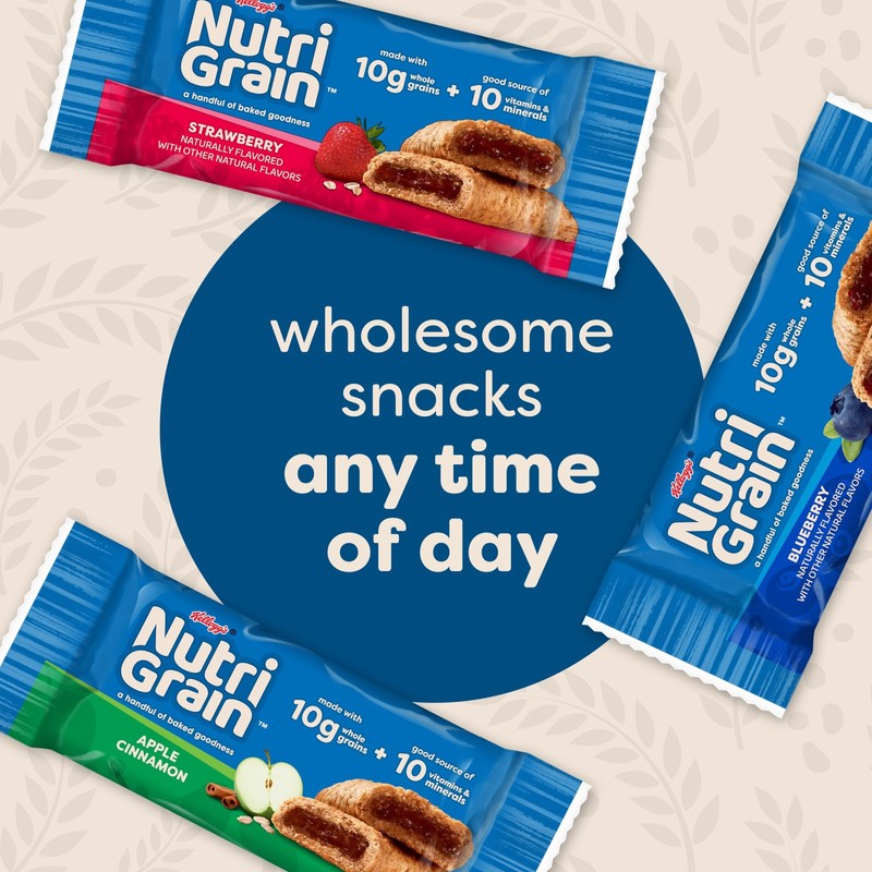 Nutri-Grain Breakfast Bars, Made with 10g Whole Grains, Snacks, Apple