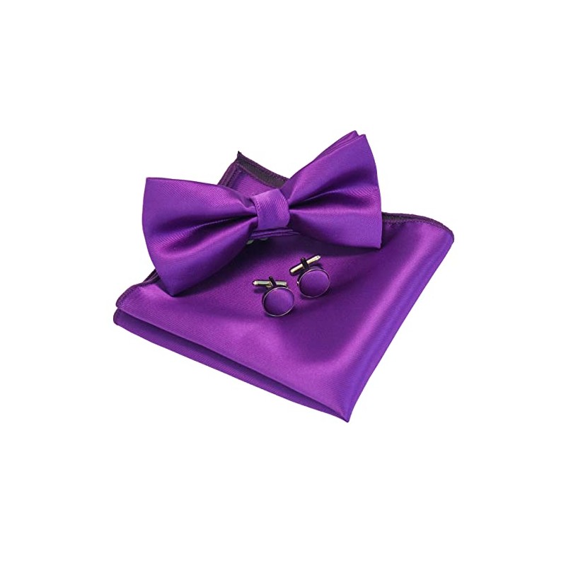 JEMYGINS Mens Bowtie Silk Purple Bow Tie and Pocket Square