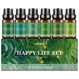 FUHITIM Essential Oils Blends Set for Diffusers for Home, Aromatherapy Diffuser Oil Scents - Calming, Sweet Dreams, Immunity, Relax, Mood, Fresh Air, Fragrance Oils for Diffusers, Massage, 6x10ml