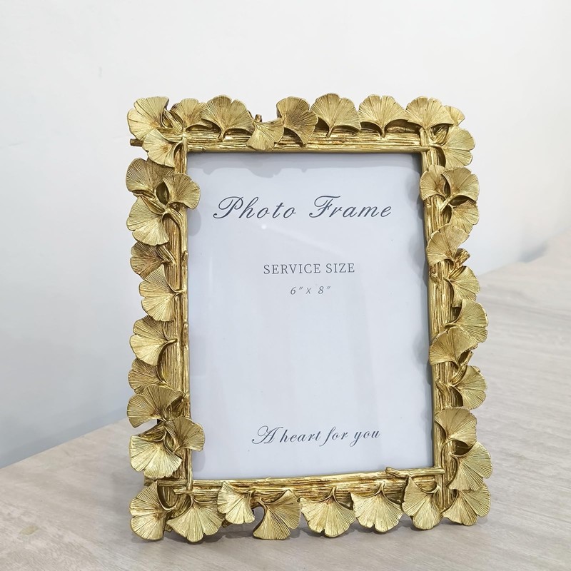 Gold Ginkgo Leaf Vintage Picture Photo Frames 6x8 IN