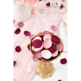 Serwalin 500pcs Silk Rose Petals Artificial Flowers Petals for Weddings Proposal Burgundy Pink Petals Fake Rose Petals for Wedding Flower Girl Basket Bridal Shower (4 Color Mixes)