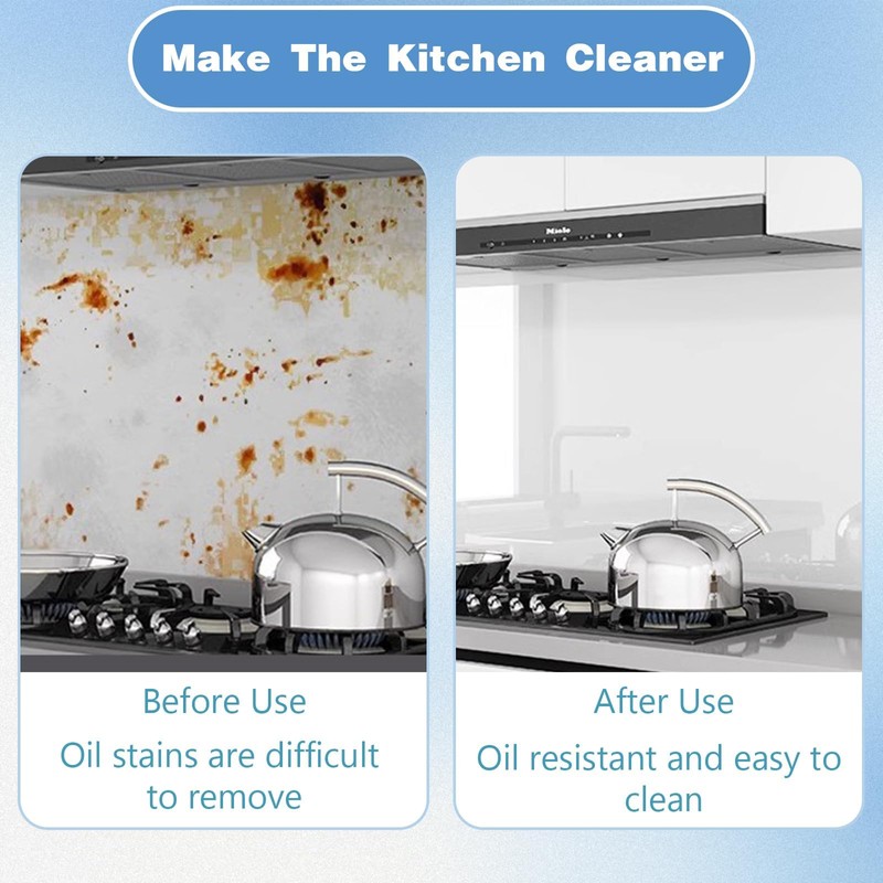 Yootiko Kitchen Stove Backsplash Clear Protector,Electrostatic Protective Film,Dry Erase Wallpaper,Plastic
