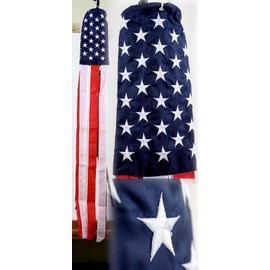 NBS 60" Embroidered U.S. USA American Flag 100% Polyester Wind Sock W/Grommets