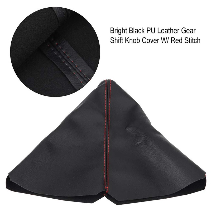 EVGATSAUTO Gear Shift Knob Gaiter, PU Leather Universal Bright Black