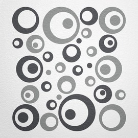 WANDfee® Wall Tattoo, Circles, Dots, 50 Stickers, Colour Choice For Children's Bedroom, Living Room, Hallway, Bathroom, Kitchen, Tile Stickers, grey