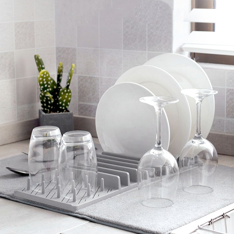 Dish Drying Mat with Rack Water Absorption Folding Design Dish