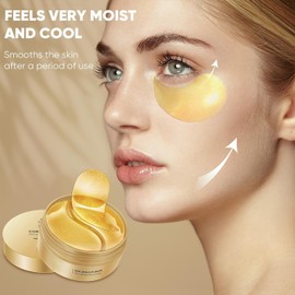Parches para Ojos Máscaras de Ojos de Oro 24K - 32 Pares Contorno de Ojo Parches Bajo los Reducen las Bolsas Bajo los y Suavizan las Arrugas