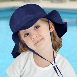 Mayoii Baby Sun Hat, UPF 50+ Children's Fishing Hat for Toddlers, Boys & Girls, Adjustable & Foldable, Breathable, Navy and Military Green, S