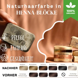 Sattva Ayurveda - Natural Hair Colour in Henna Block Dark Brown - Revolutionary Formula with Oils, Organic Hair Colour Brown ECOCERT - Regenerating Plant Hair Colour Brown - 3 Blocks of 80 g