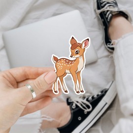 (3Pcs) Cute Baby Deer Vinyl Sticker, Lovely Deer Doe Animal Stickers, Deer Hunter Decal, Deer Face Decal, Hunting Gifts - Stickers for Laptop Water Bottle Phone Car Window Helmet 3 Inches (Deer 2)