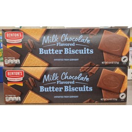 Bentons Milk Chocolate Flavored Butter Biscuits 4.4oz 125g (Two Boxes)