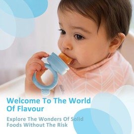 MumEZ Baby Fruit Feeder Pacifier - Convenient Baby Food Feeder Set, Easy Self-Feeding Journey with Baby Food Dummy Feeder, Baby Food Freezer Trays Included（Gray）