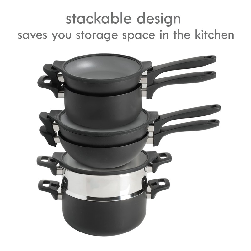 Kenmore Wyatt Aluminum Stackable All in One Multi-Function Cookware Set