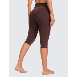 CRZ YOGA Butterluxe Womens Capri Leggings - 14.5" Knee Length High Waisted Summer Workout Buttery Soft Pants Taupe Small