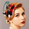 Yokawe 1920s Peacock Feather Hair Clip Red Flapper Gatsby Fascinator