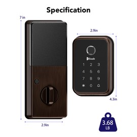 Smart Lock Fingerprint Door Lock, Smart Door Lock for Home Security,Electronic Deadbolt 4-in-1 Keyless Entry with Keypad, IC Card, App Control, Front Door Lock, Fingerprint Lock (Cloud Red Bronze)