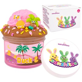 Sanzhituu Butter Slime for Kids, Cute Slime Kit for Girls Ages 8-12, Toy for Girls and Boys, 7oz. Kids Slime Set Party Kit Goodie Bag Stuffers, Slime Charms, Perfect for Birthday Gift (Coffee & Pink)