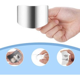 2 Pcs Single and Double Finger Guards for Cutting, Stainless Steel Finger Guard,Multifunctional Finger Guards for Cutting Food, Finger Protectors Finger Guard, Finger Protector (Silvery, One Size)