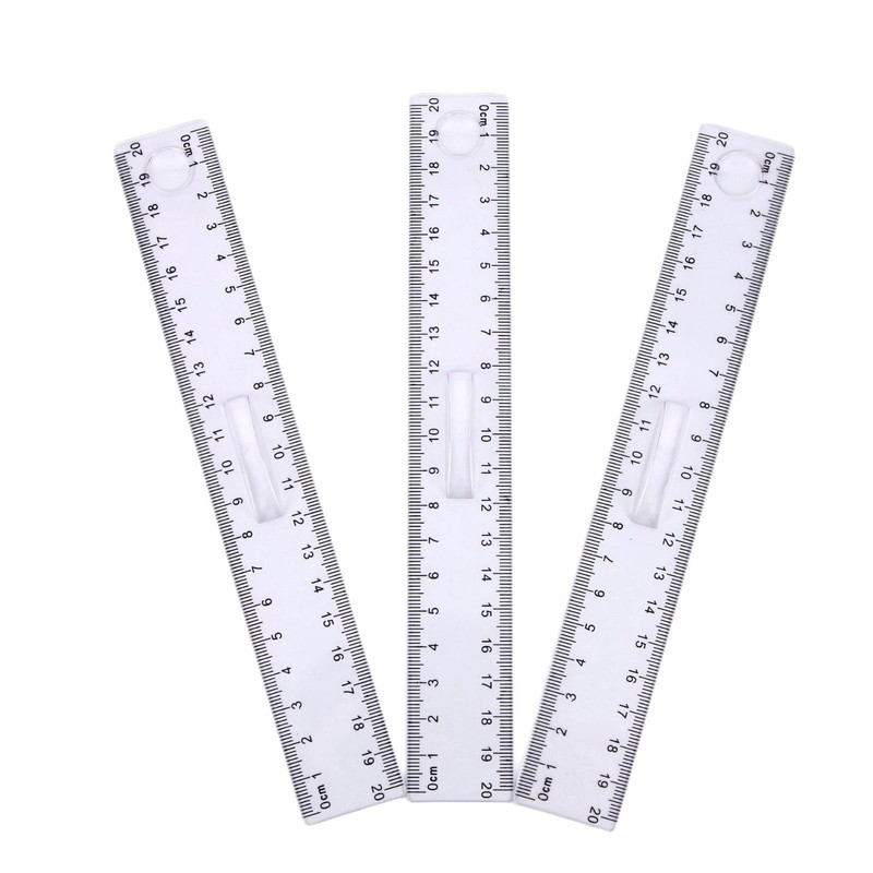 Pack of 4 Plastic Rulers with Handle, 20 cm/8 Inch