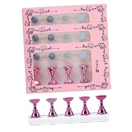 WOONEKY Postizas en 4 de Plástico Uñas de para Puntas Soporte Rosa Piezas Base Magnética en , 20 Sets para Exhibición y Uso Repetido Casa