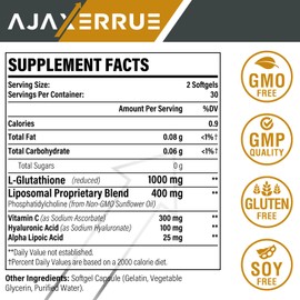 1400 mg Liposomal Glutathione - Superior Absorption Complex Reduced Glutathione Supplement 1000 mg with Vitamin C, Hyaluronic Acid - Master Antioxidant for Liver Detox,Brain,Glowing Skin, 360 Count