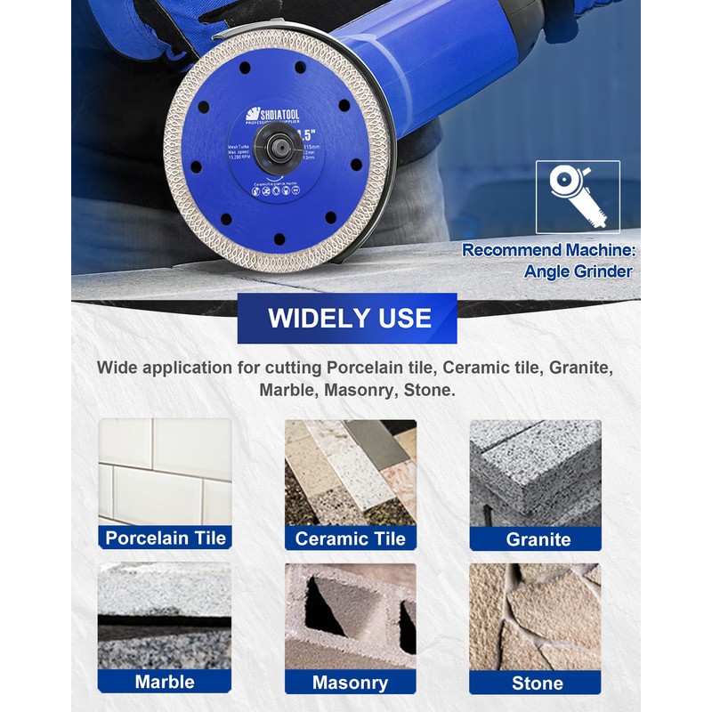 SHDIATOOL 4 Inch Diamond Saw Blade Cutting Porcelain Tile Ceramic