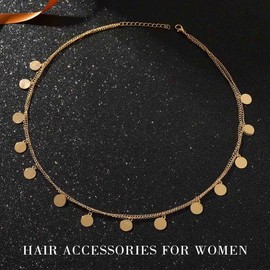 Runmi Bridal Headchains, Boho Headpiece, Gold Layered Prom Festival, Forehead Chain, Wedding Hair Accessories for Women and Girls