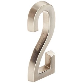 Distinctions by Hillman 843282 4-Inch Die Cast Self-Adhesive House Address Plaque, Brushed Nickel, Number 2