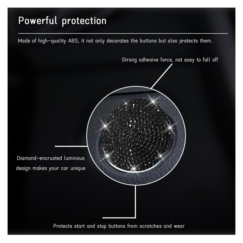 Dickno Bling Car Push Start Button Cover, Anti Scratch Ignition