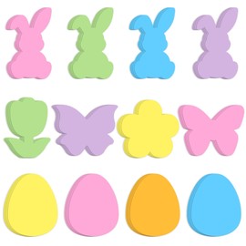 FYSUIMU 36Pcs 720 Sheets Easter Sticky Notes Pastel Color Easter Egg Bunny Flower Butterfly Shape Sticky Memo Pads for Home School Office Spring Party Favor Supplies