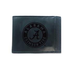 Team Sports America Alabama Crimson Tide Slim Leather Bifold Wallet with RFID & Bill Clip
