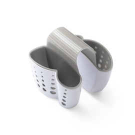 Kitchen Sink Caddy Plastic Organizer Brush and Sponge Holder - Soap Saddle - Faucet Caddy Kitchen Organizer (Desk Organizer Pen Holder) Clean White