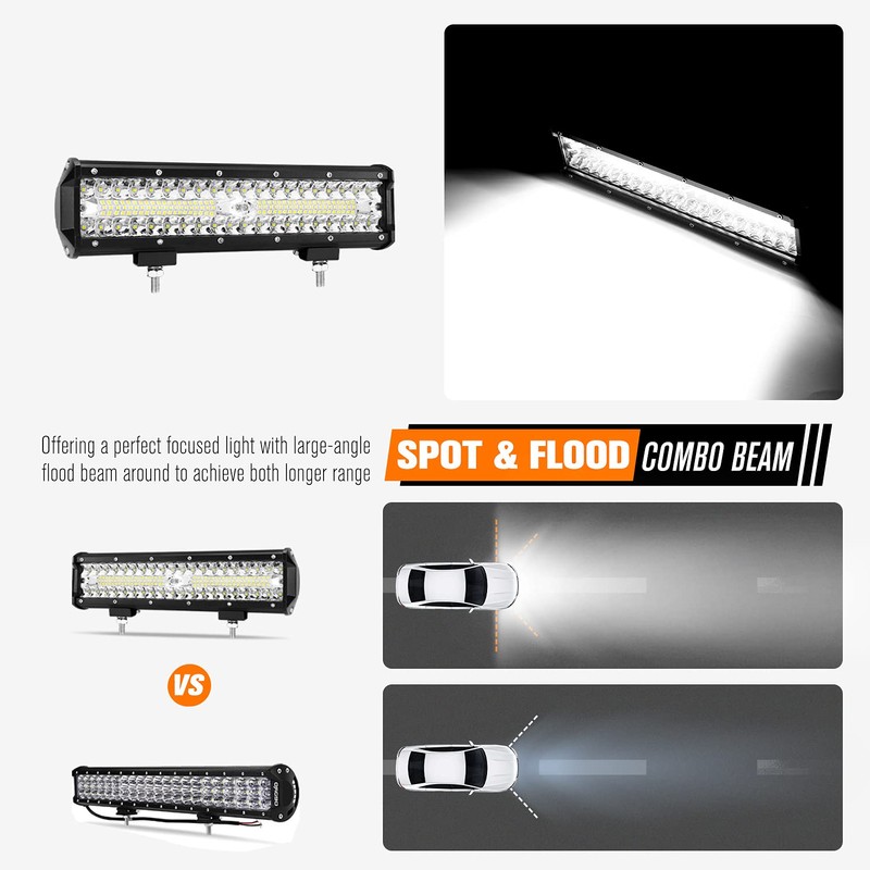 LITE-WAY 12 Inch 30000LM LED Light Bar for Truck, Boat,